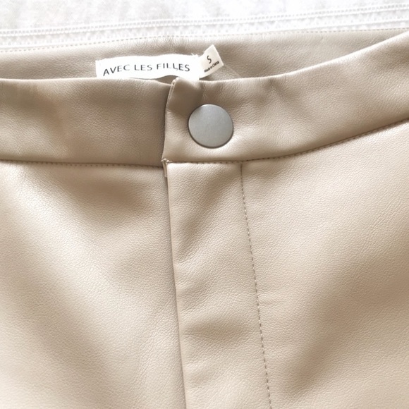 NWT ANTHROPOLOGIE AVEC LES FILLES BEIGE FAUX LEATHER HIGH RISE SKINNY PANTS - S - Picture 6 of 14